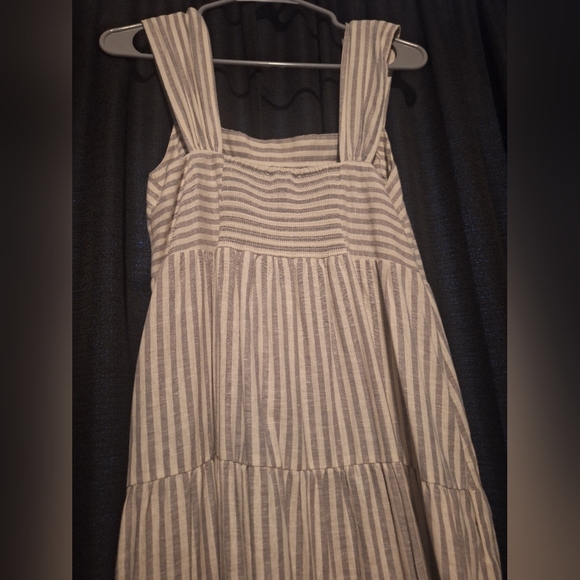 NWOT MADEWELL Sleeveless Striped Tiered Maxi Dress - Cream/Green - Picture 4 of 5